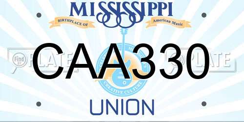 CAA330 Mississippi License Plate