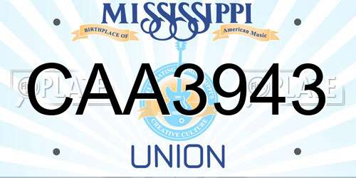 CAA3943 Mississippi License Plate