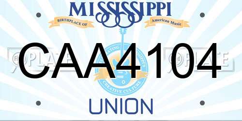 CAA4104 Mississippi License Plate