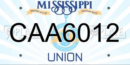 CAA6012 Mississippi License Plate