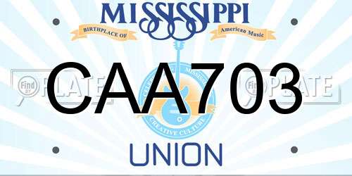 CAA703 Mississippi License Plate