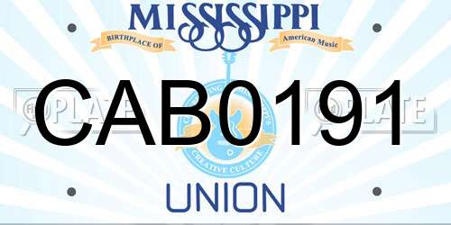 CAB0191 Mississippi License Plate
