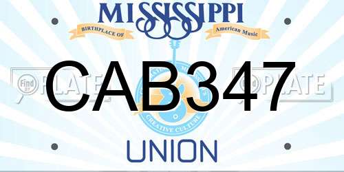 CAB347 Mississippi License Plate