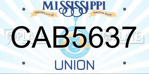 CAB5637 Mississippi License Plate