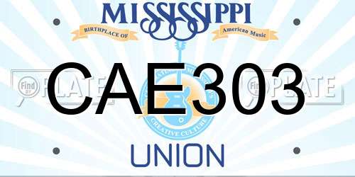 CAE303 Mississippi License Plate