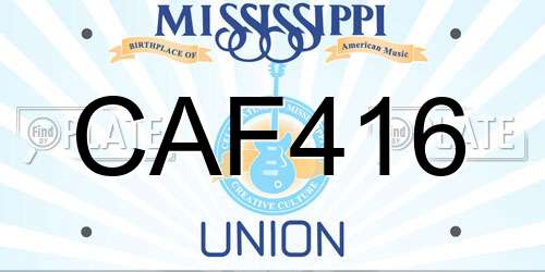 CAF416 Mississippi License Plate
