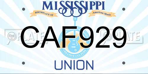 CAF929 Mississippi License Plate