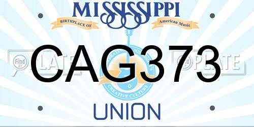 CAG373 Mississippi License Plate
