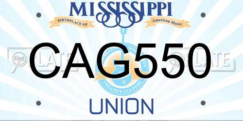CAG550 Mississippi License Plate