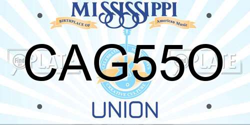 CAG55O Mississippi License Plate