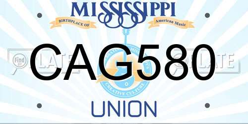 CAG580 Mississippi License Plate