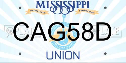 CAG58D Mississippi License Plate