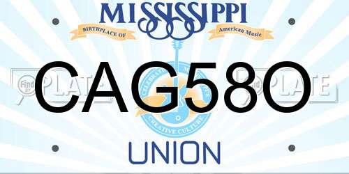 CAG58O Mississippi License Plate