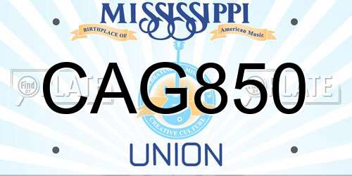 CAG850 Mississippi License Plate