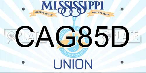 CAG85D Mississippi License Plate