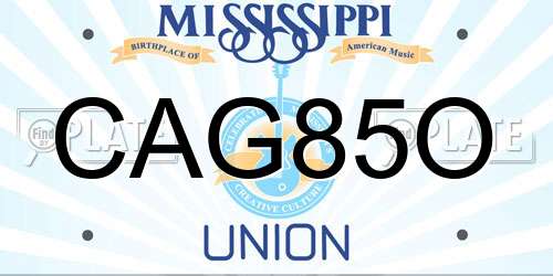 CAG85O Mississippi License Plate