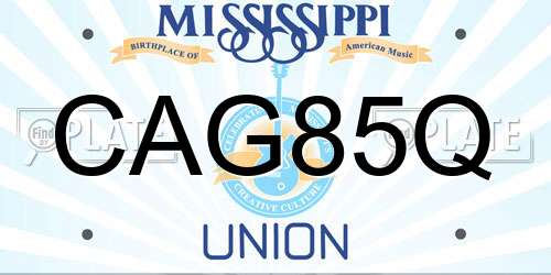 CAG85Q Mississippi License Plate