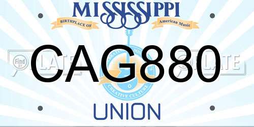 CAG880 Mississippi License Plate