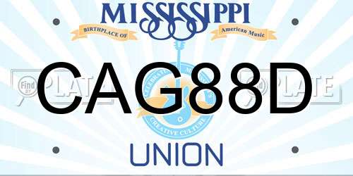 CAG88D Mississippi License Plate