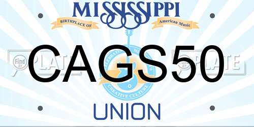 CAGS50 Mississippi License Plate