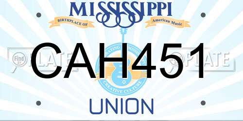 CAH451 Mississippi License Plate