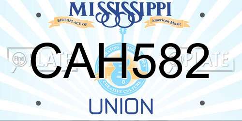 CAH582 Mississippi License Plate