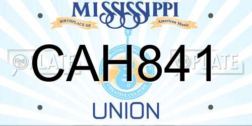 CAH841 Mississippi License Plate