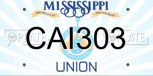 CAI303 Mississippi License Plate
