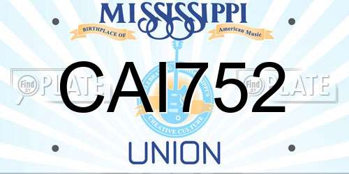 CAI752 Mississippi License Plate