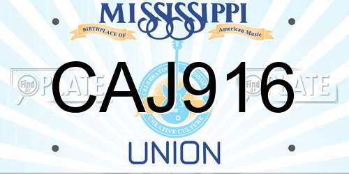 CAJ916 Mississippi License Plate