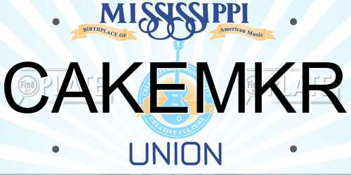 CAKEMKR Mississippi License Plate