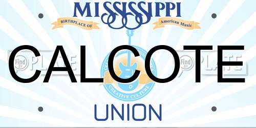 CALCOTE Mississippi License Plate