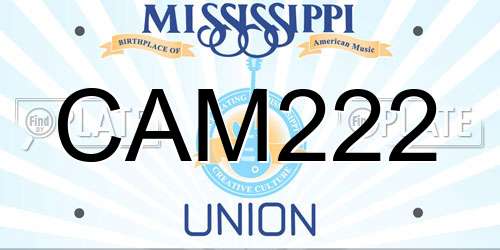CAM222 Mississippi License Plate