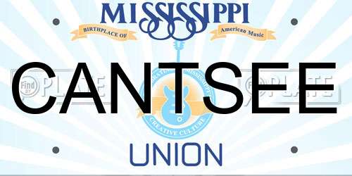 CANTSEE Mississippi License Plate