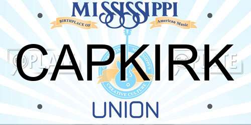 CAPKIRK Mississippi License Plate