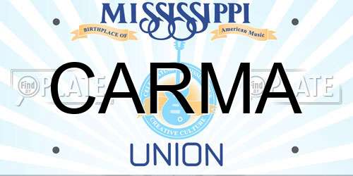 CARMA Mississippi License Plate