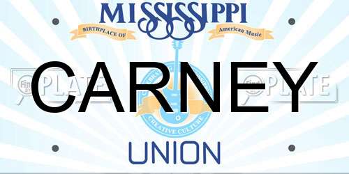 CARNEY Mississippi License Plate