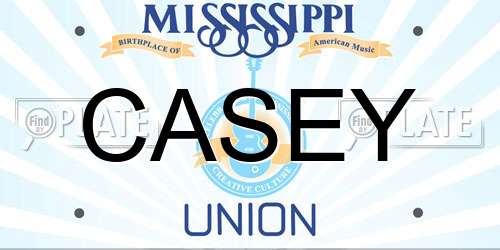 CASEY Mississippi License Plate