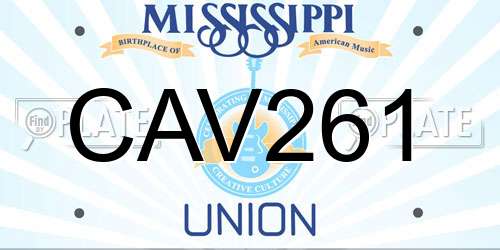 CAV261 Mississippi License Plate