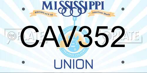 CAV352 Mississippi License Plate