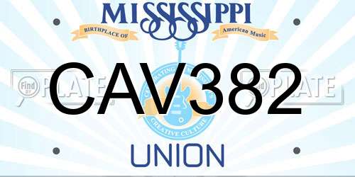 CAV382 Mississippi License Plate