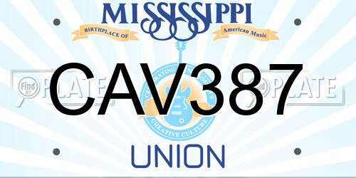 CAV387 Mississippi License Plate