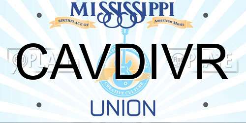 CAVDIVR Mississippi License Plate
