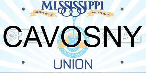 CAVOSNY Mississippi License Plate