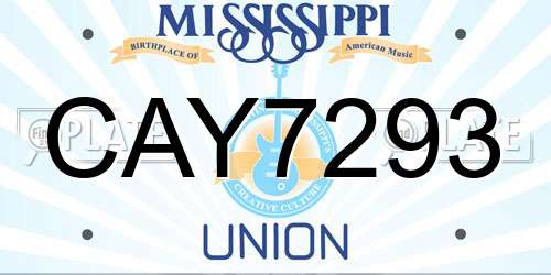 CAY7293 Mississippi License Plate
