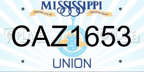 CAZ1653 Mississippi License Plate