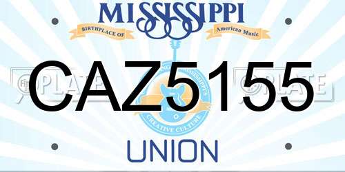 CAZ5155 Mississippi License Plate