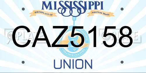 CAZ5158 Mississippi License Plate