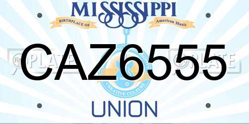 CAZ6555 Mississippi License Plate
