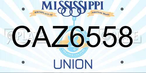CAZ6558 Mississippi License Plate